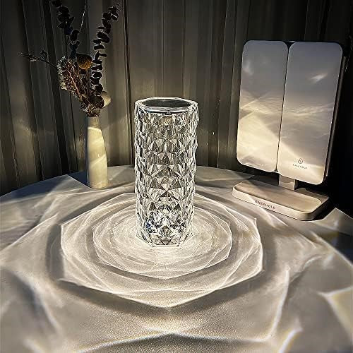 Lampara Especial Diamond Rose Led Velador De Mesa Recargable Táctil